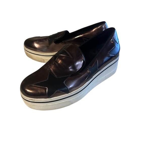 Stella McCartney black and metallic brown star design slip on shoes size 8.5 - Picture 2 of 6